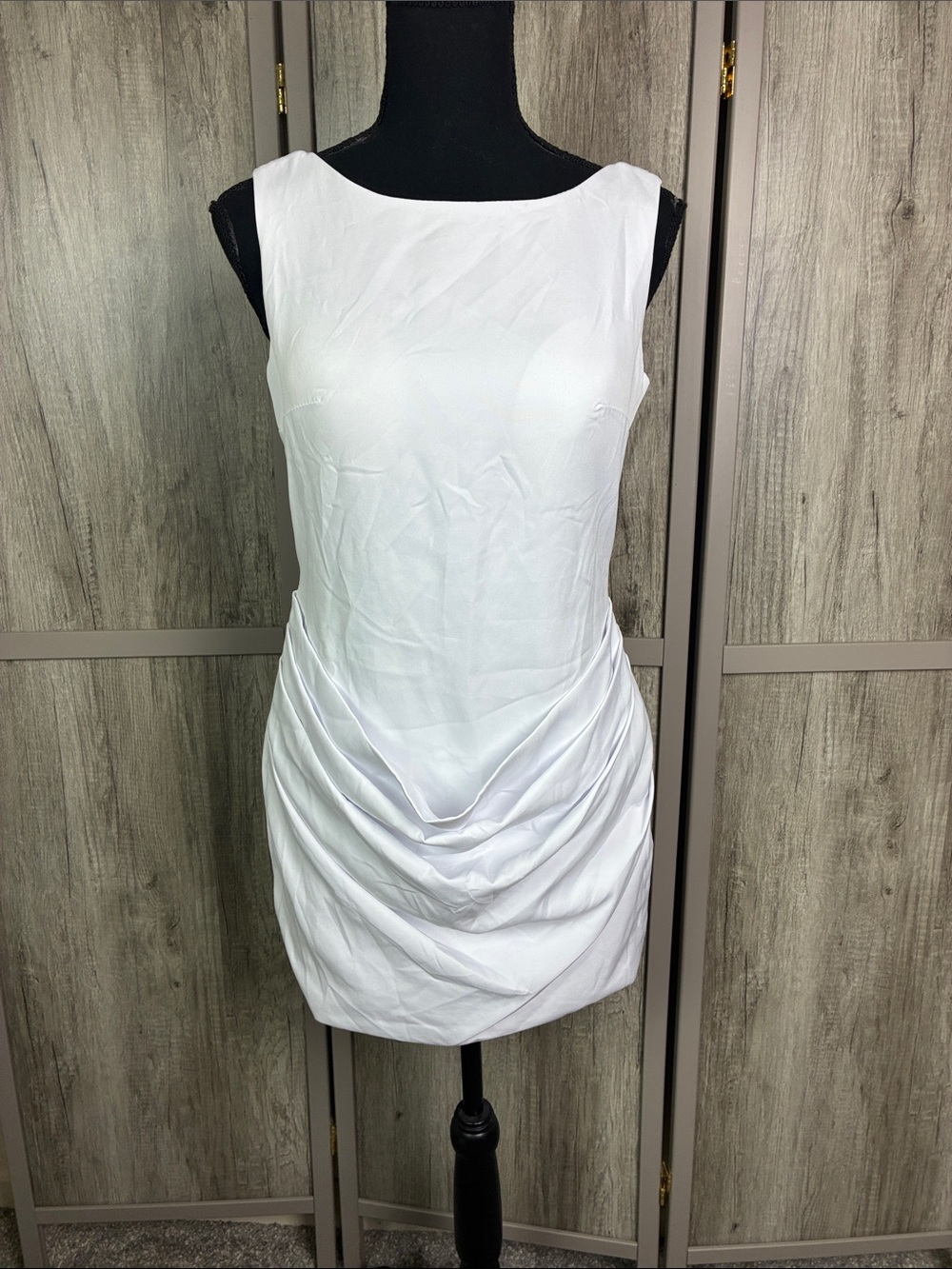 NWT Source Unknown White Sleeveless Draped Wedding  Dress Women's 2-4